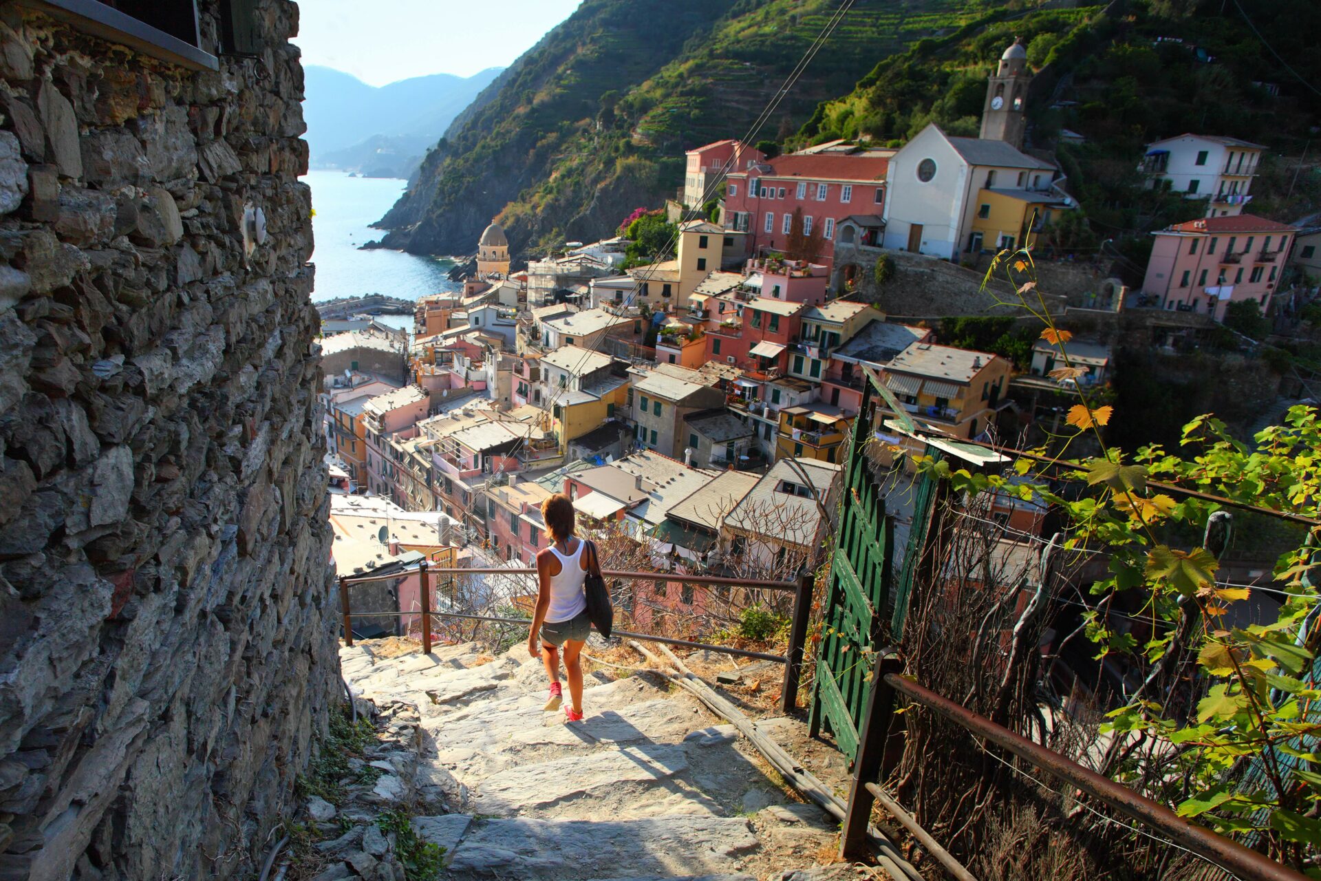 Woman walking in cinque terre