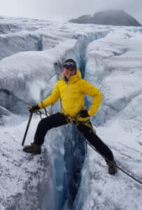 Classic Journeys Guide Vibeke hiking on glaciers