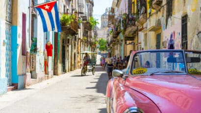 Lively street in Cuba