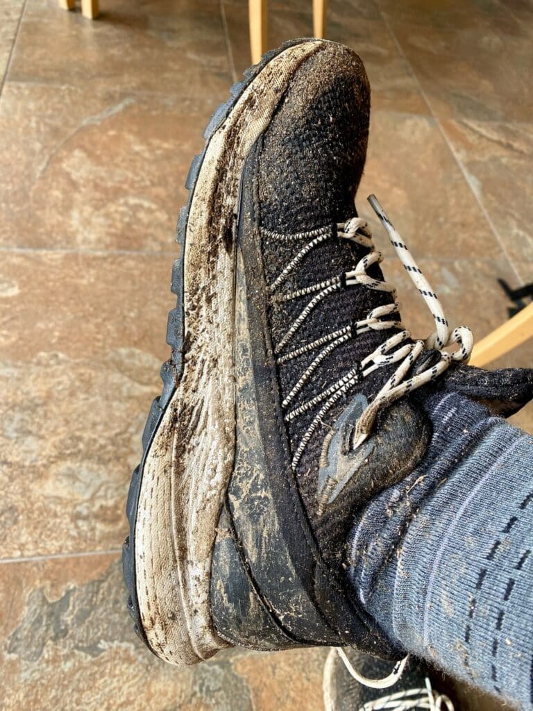 Dirty shoes from the Camino de Santiago walking trails