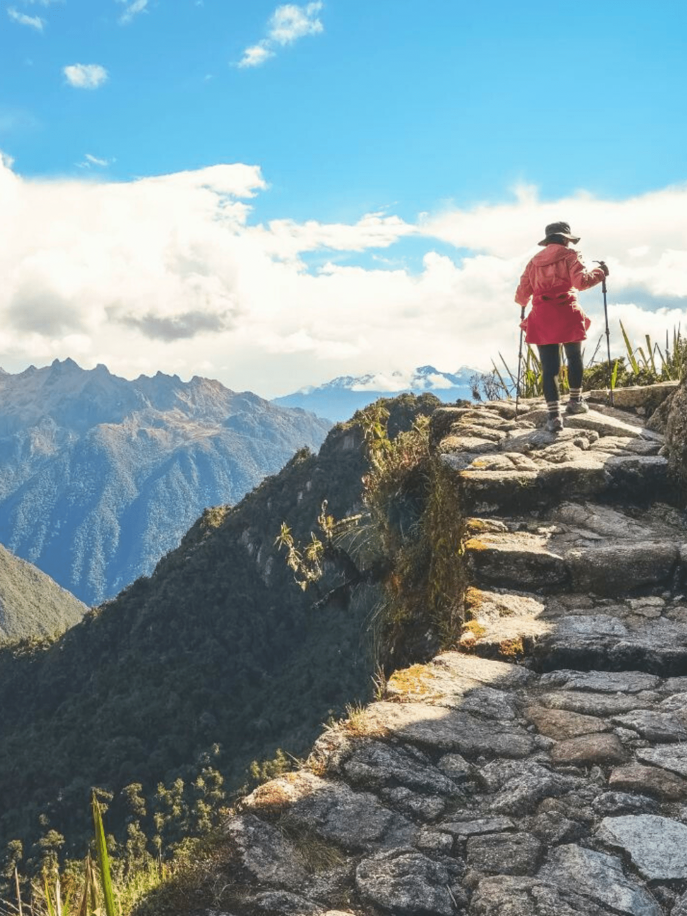 Woman walking Inca trail, Peru