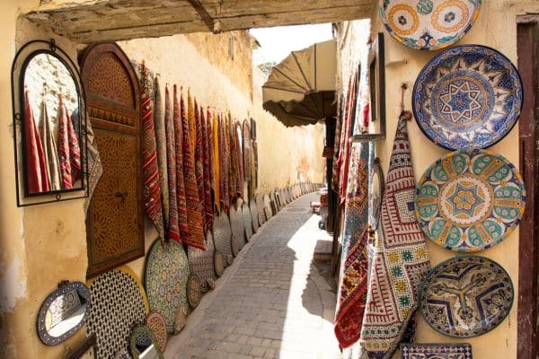 Alleyway with artistic designs in Fes, Morocco