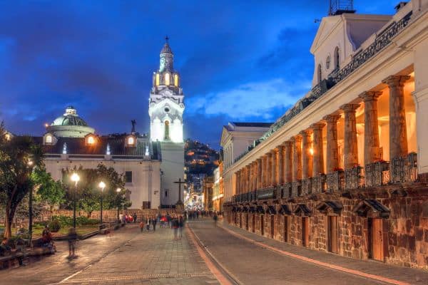 Street in Quito, Ecquador at night 