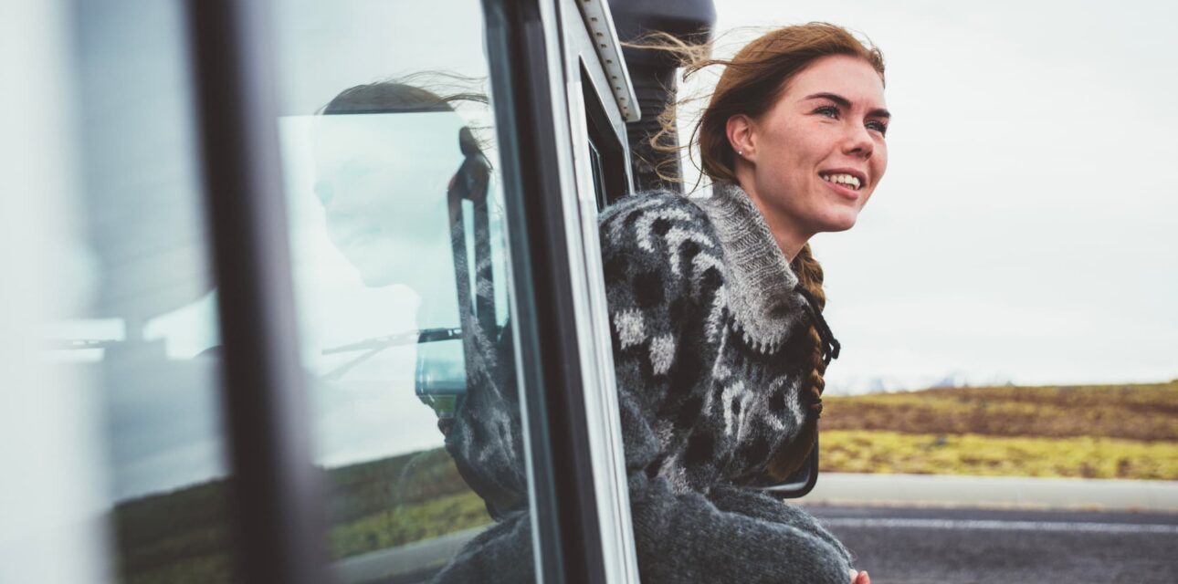 Iceland Family Hero - Young Woman in Defender SUV