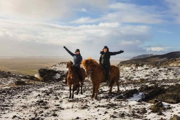 Women riding Icelandic horses